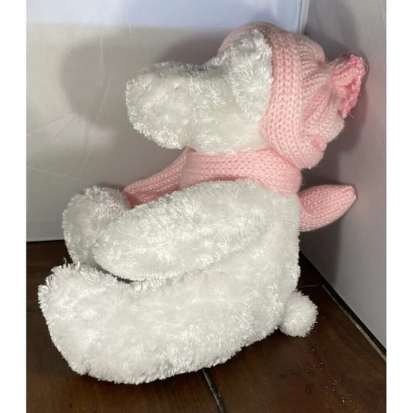 Dan Dee White Teddy Bear Pink Hat Scarf Nose Plush Stuffed Animal Toy 9 Inch - Picture 4 of 6
